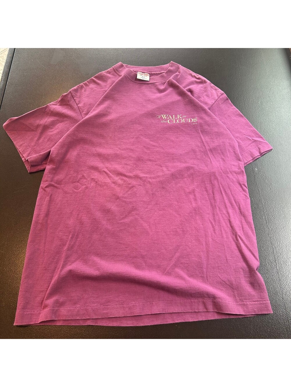 Vintage 80s Soft Tee XL Purple 'Walk on the Clouds' Graphic T-Shirt